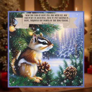 God Of Hope Scripture Verse Chipmunk Christian  Holiday Card