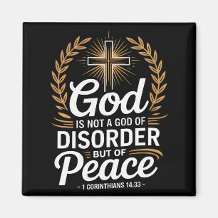 God Of Peace 1 Corinthians 14_33 Christian Cross Magnet