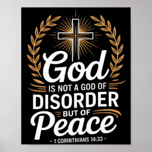 God Of Peace 1 Corinthians 14_33 Christian Cross Poster