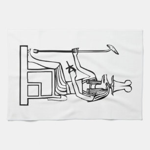 God of water, Egyptian hieroglyph Tea Towel