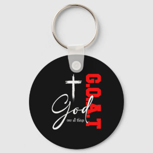 God Over All Things G O A T Cross Christian Motiva Key Ring