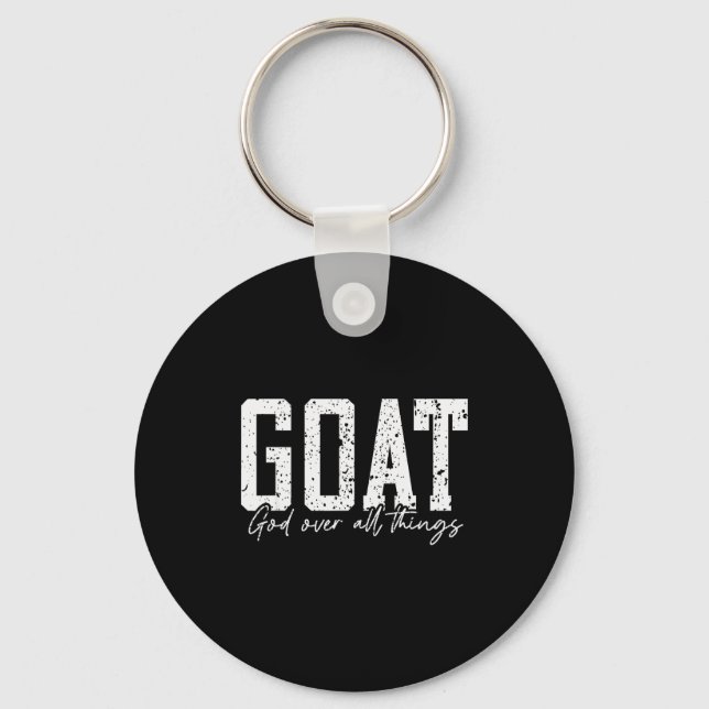 God Over All Things Jesus Goat Cool Inspirational  Key Ring (Front)