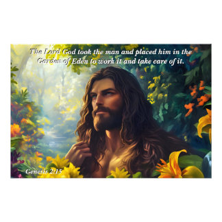God Placed Man in the Garden, God & Creation Verse Photo Print