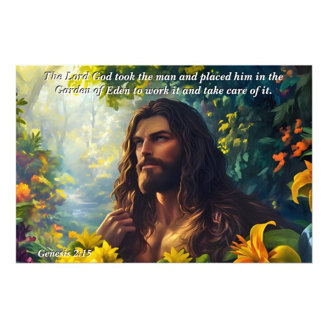 God Placed Man in the Garden, God & Creation Verse Photo Print (Front)