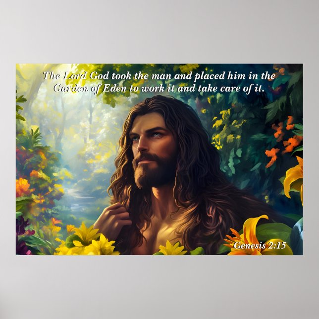 God Placed Man in the Garden, God & Creation Verse Poster (Front)