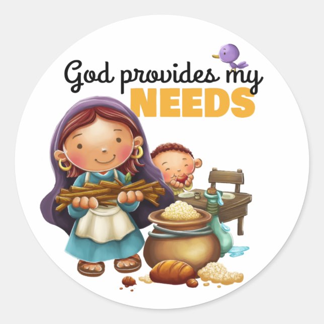 God provides bible verse sticker page (Front)