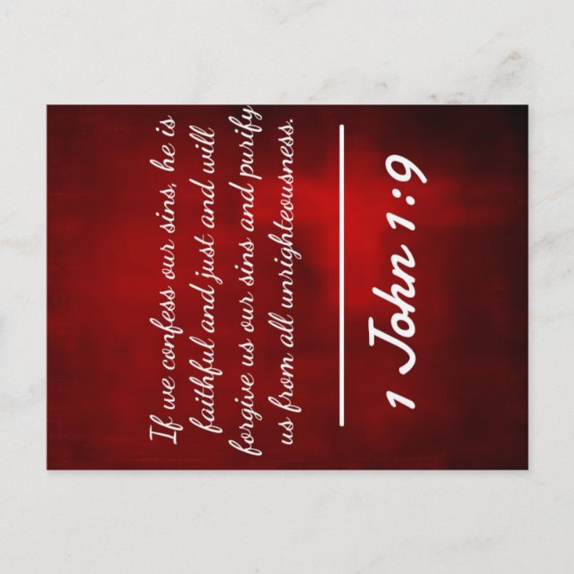 God Quotes: 1 John 1:9 -- "Confession and Forgiven Postcard (Front)