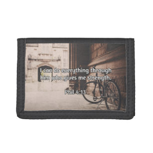 God Quotes: Phil 4:13 -- "God Gives Strength" Trifold Wallet
