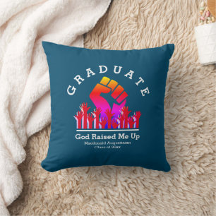 GOD RAISED ME UP Custom Blue Graduate Cushion
