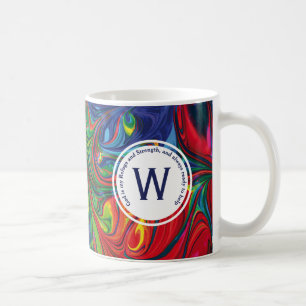 GOD REFUGE STRENGTH Abstract Monogram Custom BLUE Coffee Mug