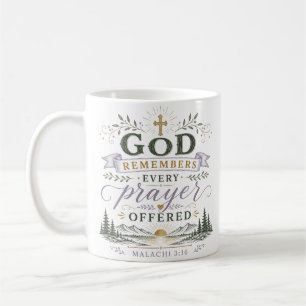 God Remembers Every Prayer Offered Christian Quote Coffee Mug