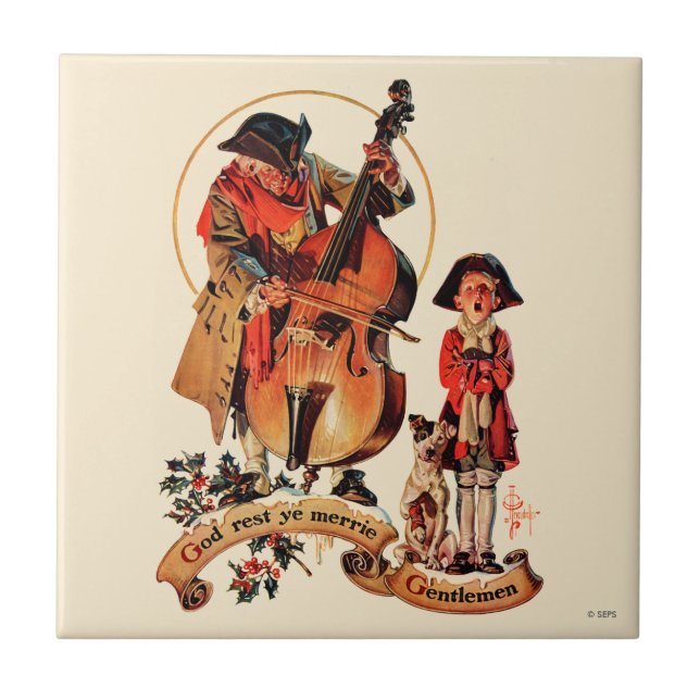 God Rest Ye Merrie Gentlemen Ceramic Tile (Front)