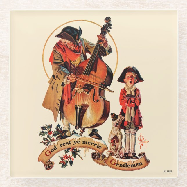 God Rest Ye Merrie Gentlemen Glass Coaster (Front)