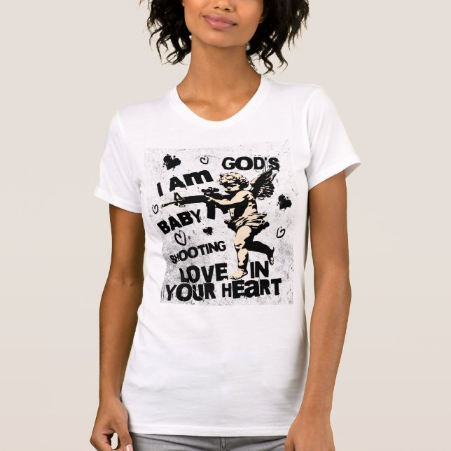 God’s Baby Shooting Love In Your Heart – Angel T-Shirt (Front)