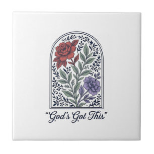 God’s Got This Vintage Floral Faith Ceramic Tile