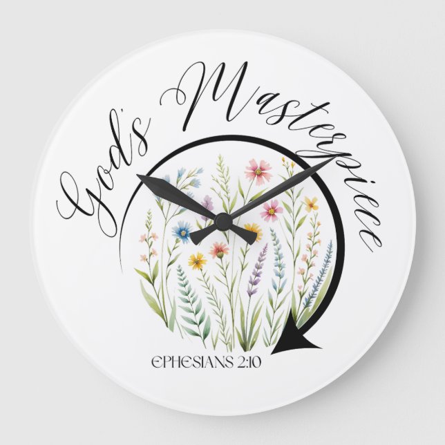 God’s Masterpiece Ephesians 2:10 Bible Verse Large Clock (Front)