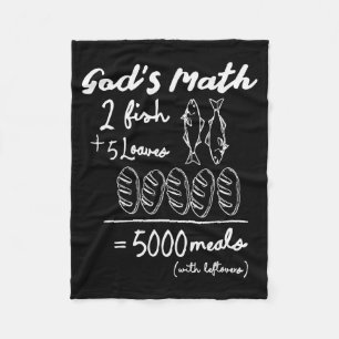 God’s Math 2 Fish 5 Loaves 5000 Meals Tee Fleece Blanket