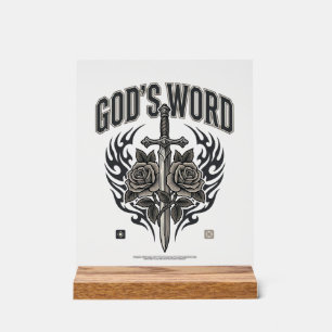 God’s Word Sword & Roses Vintage Christian Acrylic Sign