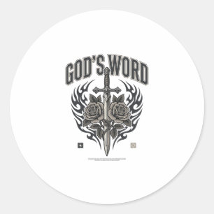 God’s Word Sword & Roses Vintage Christian Classic Round Sticker