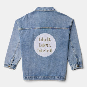 God Said It Brown Letters Denim Jacket