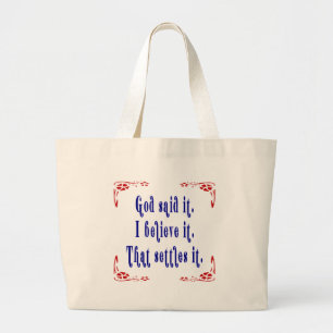 God Said It! Four Red Flowers Large Tote Bag