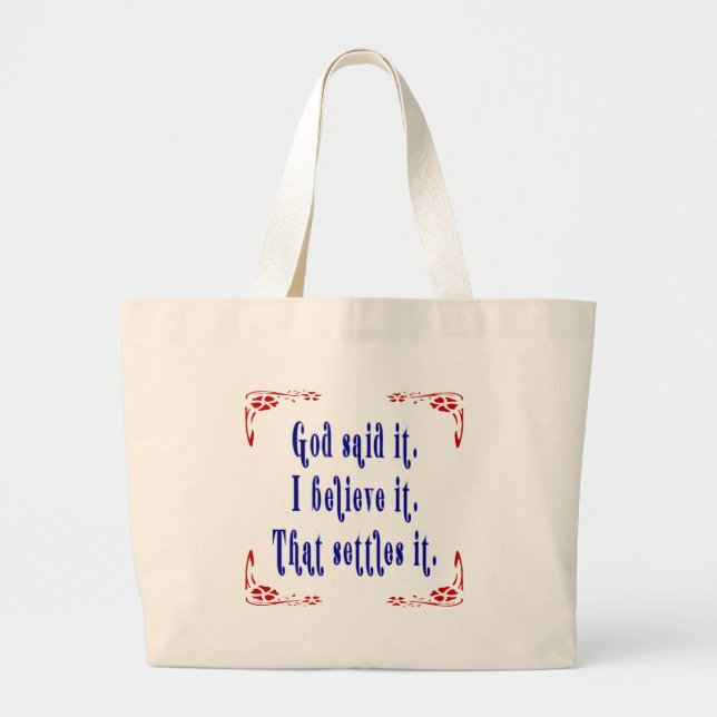 God Said It! Four Red Flowers  Large Tote Bag (Front)