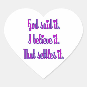 God Said It Purple with Hearts Heart Sticker
