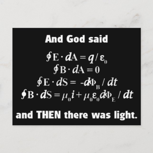 God Said Let There Be Light Religious Satire Postcard (Front)