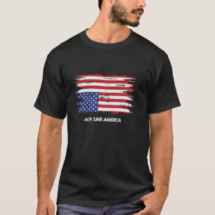 God Save America American Flag Under Distress Red T-Shirt