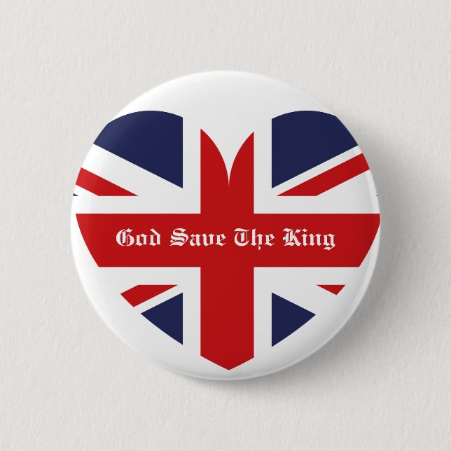God save the King / British Flag 6 Cm Round Badge (Front)