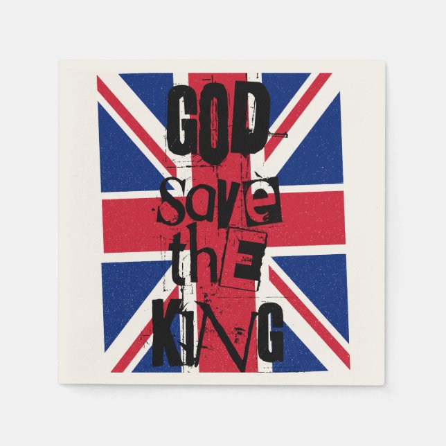 God Save The King Charles British Royal Monarch   Napkin (Front)
