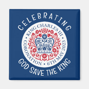 GOD SAVE THE KING Charles III Coronation Blue Magnet