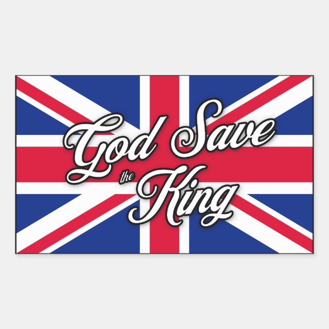 "God Save the King" on British Union Jack Flag Rectangular Sticker (Front)