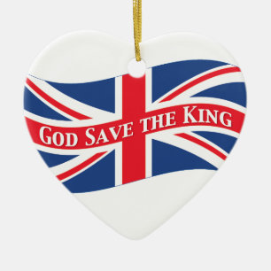 God Save the King with Union Jack Ceramic Ornament