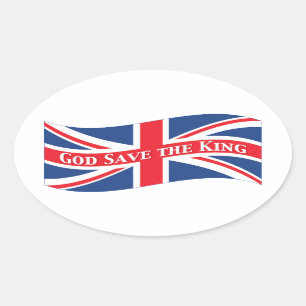 God Save the King with Union Jack Oval Sticker