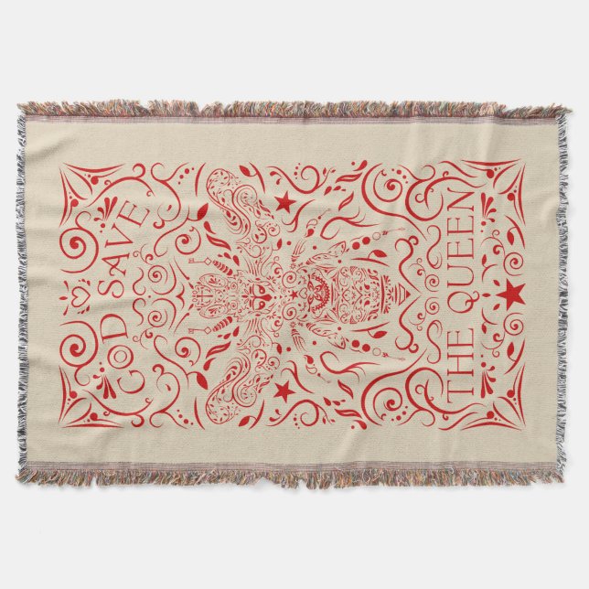 god save the queen bee throw blanket (Front)