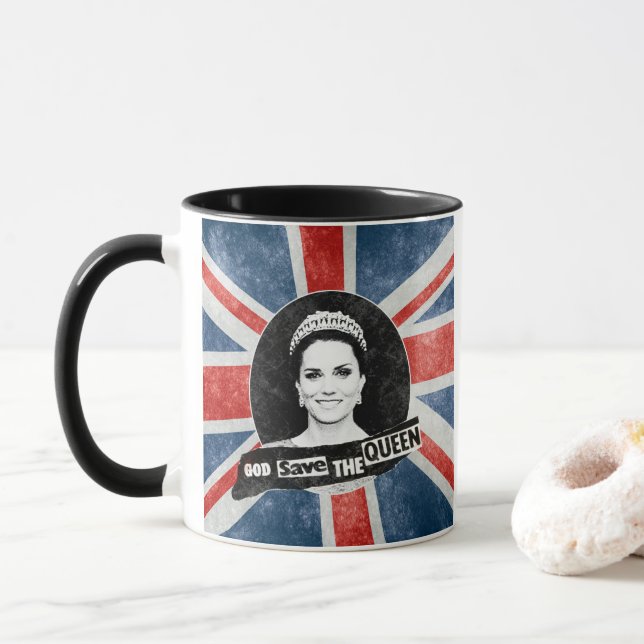 God Save The Queen - Kate Middleton Mug (With Donut)