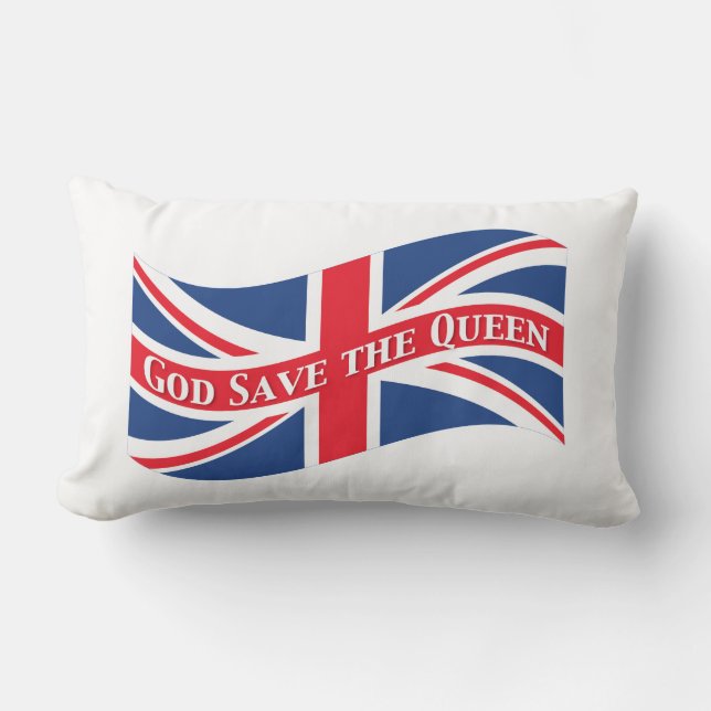 God Save the Queen with Union Jack Lumbar Cushion (Front)
