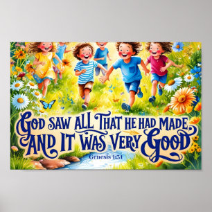 God saw all that He had Christian Nursery Wall Art