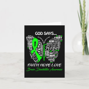 God Say Faith Hope Love Brain Disabilities Awarene Card