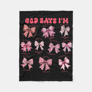 God Say I Am Bow Byby Valentine Heart Love Loving Fleece Blanket