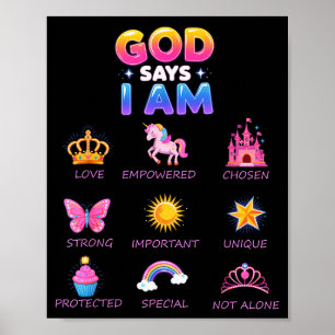 God Say I Am Princess Cute Jesus Teen Girl Toddler Poster