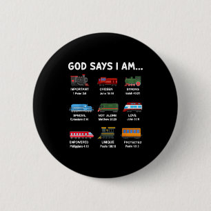 God Say I Am Train Shirt Christian Toddler Boy Loc 6 Cm Round Badge
