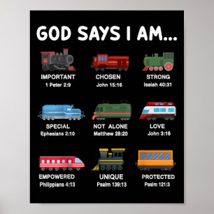 God Say I Am Train Shirt Toddler Boy Christian Loc Poster