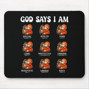 God says am christian affirmations cute monkey mouse pad