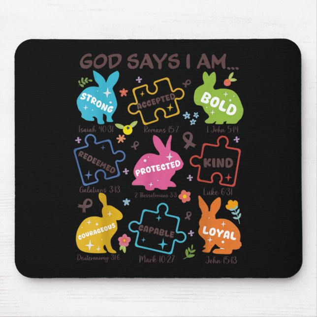 God Says Be Kind Autism Awareness SPED Easter Mouse Pad (Front)