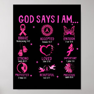 God Says Breast Cancer Awareness Christian Bible Poster