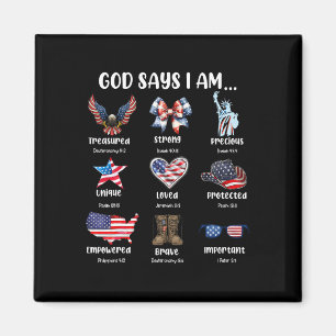 God Says I Am 4th Of July Christian Patriotic Stro Magnet