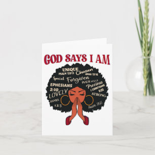 God Says I Am Afro African Nubian Woman Black Hist Card