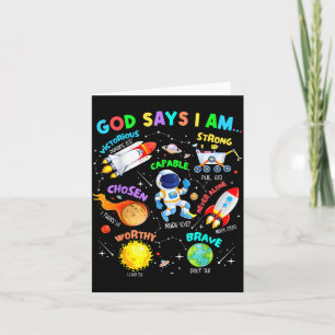 God Says I Am Astronaut Cosmic Planets Science Spa Card